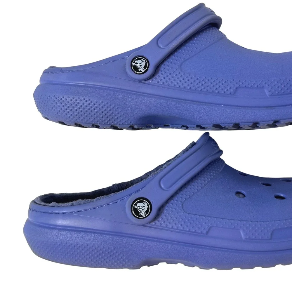 Crocs Classic Lined Clog Purple Blue Mens 9 Women 11 Faux Fur Warm Slip On Shoes